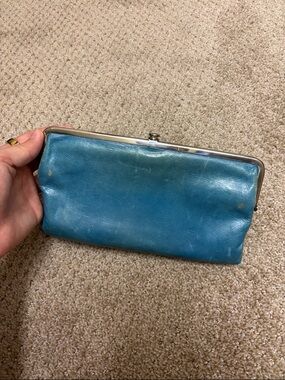 HOBO Teal Leather Kiss-Lock Clutch